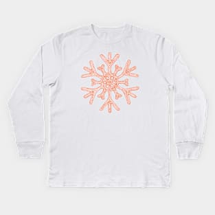 Snowflake (orange) Kids Long Sleeve T-Shirt